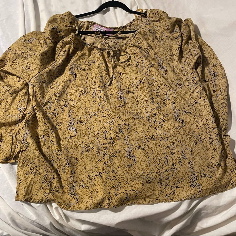 Premier Mustard Patterned Blouse Plus Size Bohemian 22W- 3x